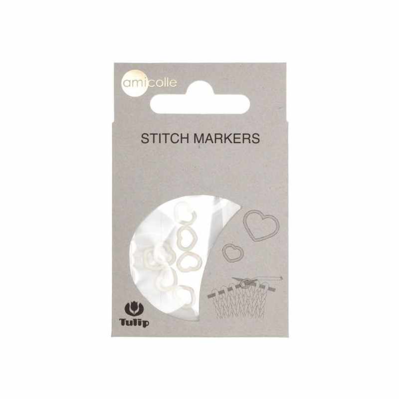 Stitch Markers Hearts - White Small