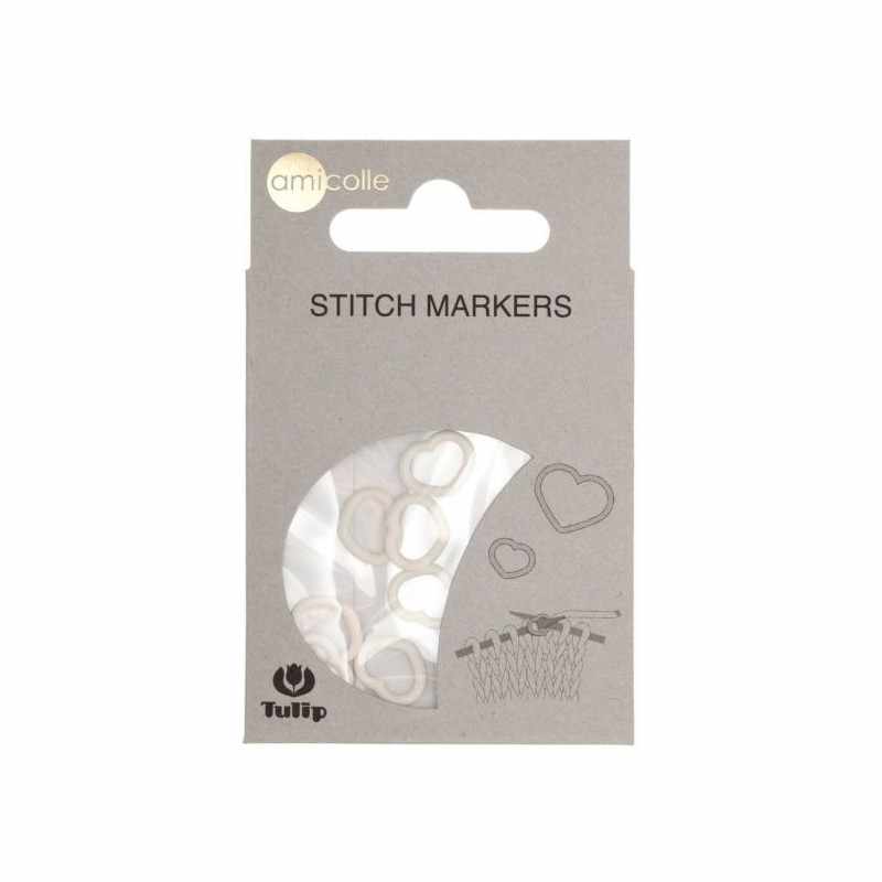 Stitch Markers Hearts - White M